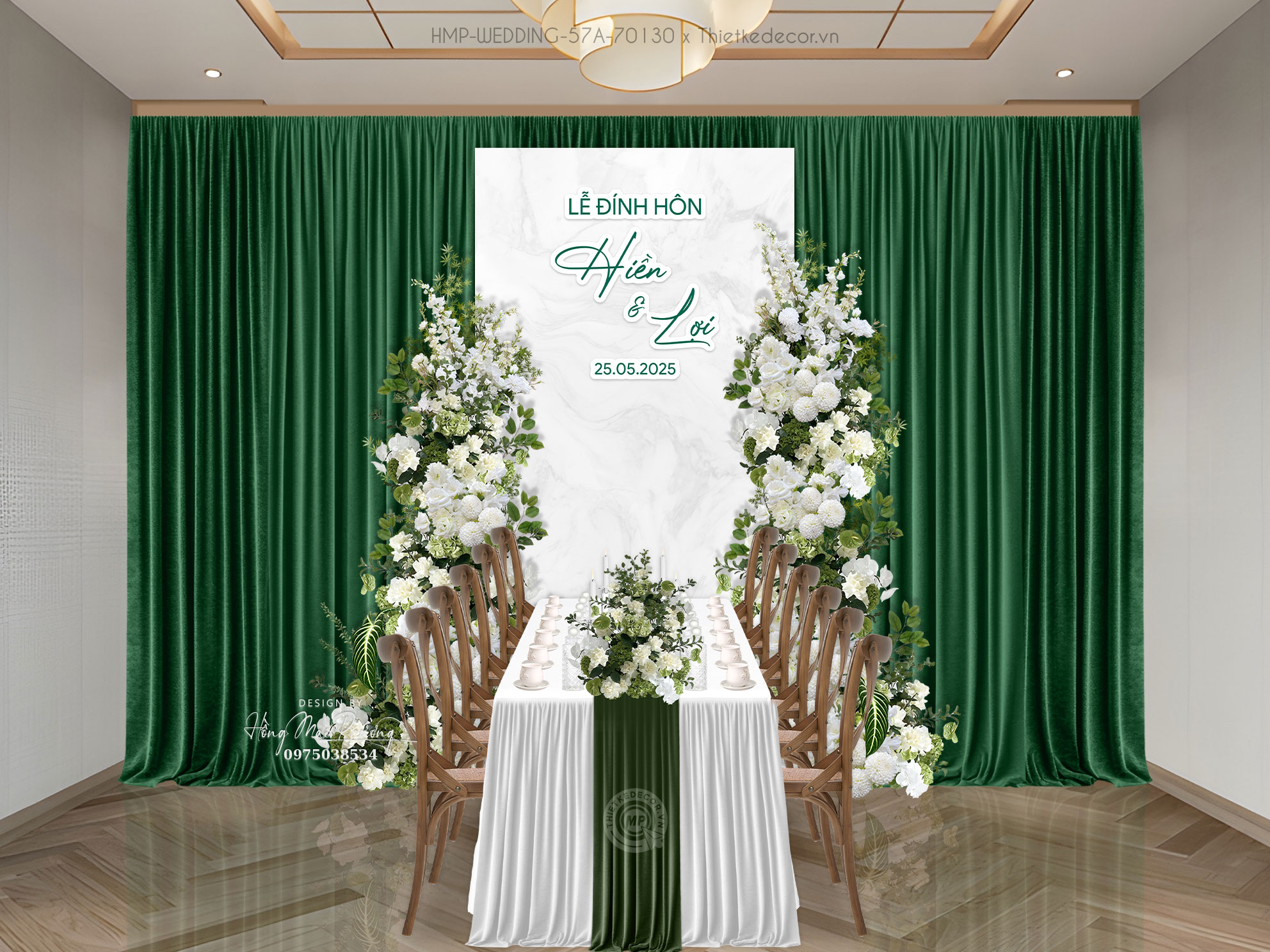 Gia tiên tone trắng - xanh nền loang tinh giản